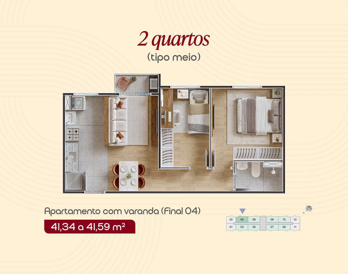 Planta de 2 quartos